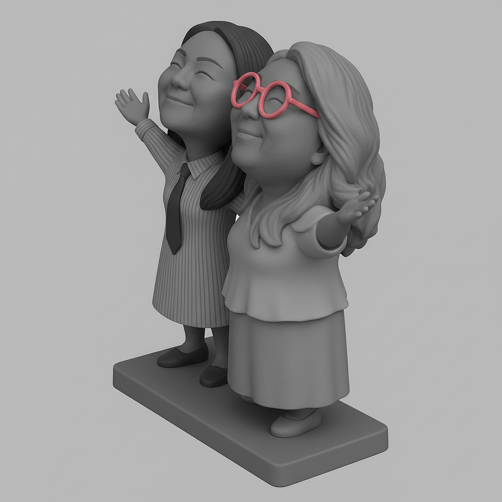 silhouette 3d printer maker-3d portrait printing_Joyful Duo: Celebrating Friendship in 3D