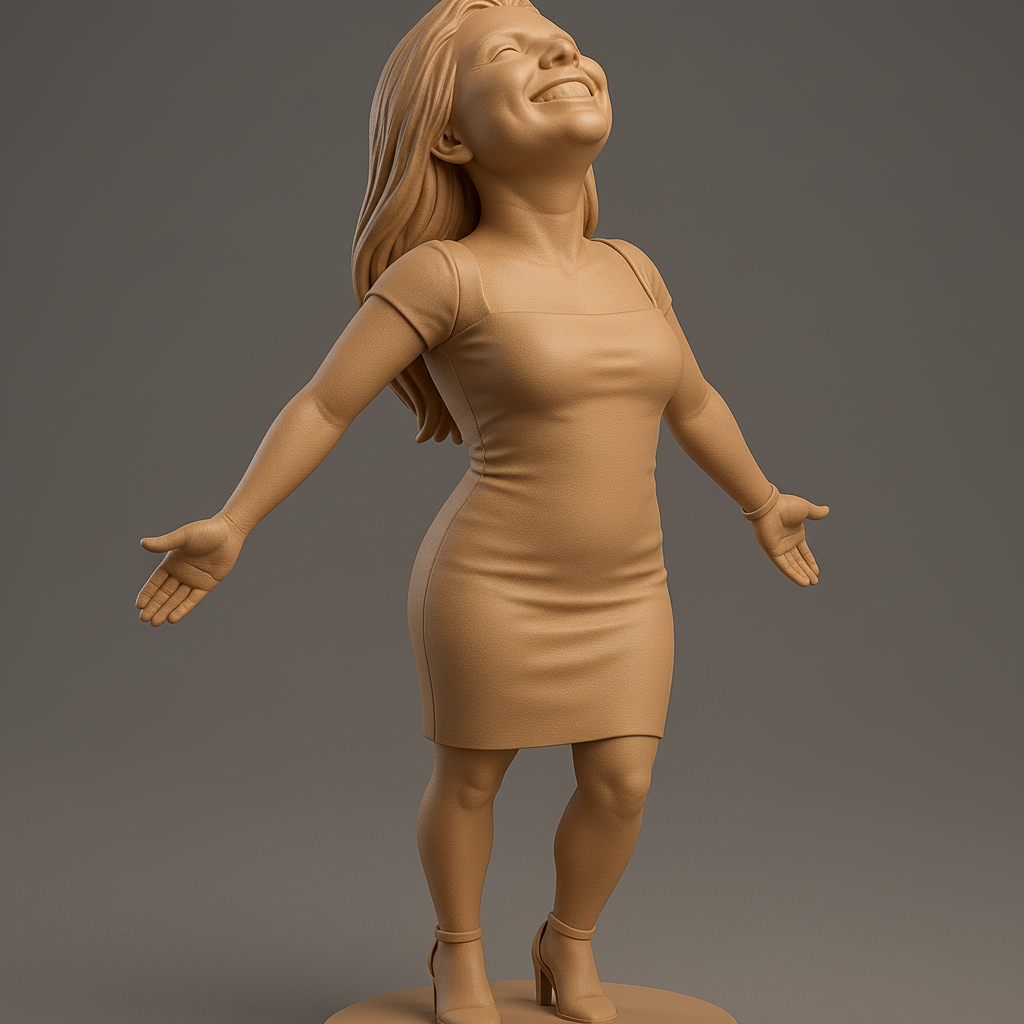 silhouette 3d printer maker-3d portrait printing_Joyful Figurine with Outstretched Arms