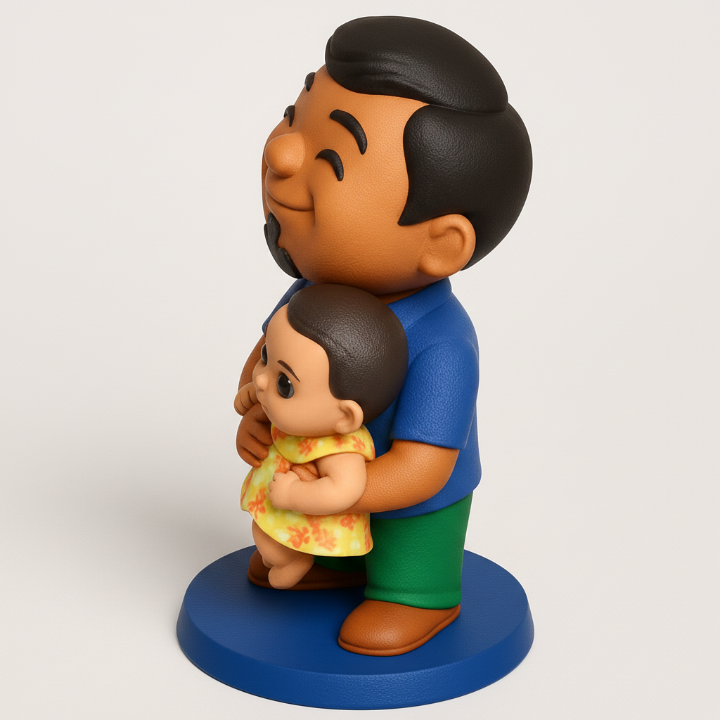 face to 3d model ai-3D portrait printing from photo_Dad & Baby Joy: Adorable Keepsake Figurine