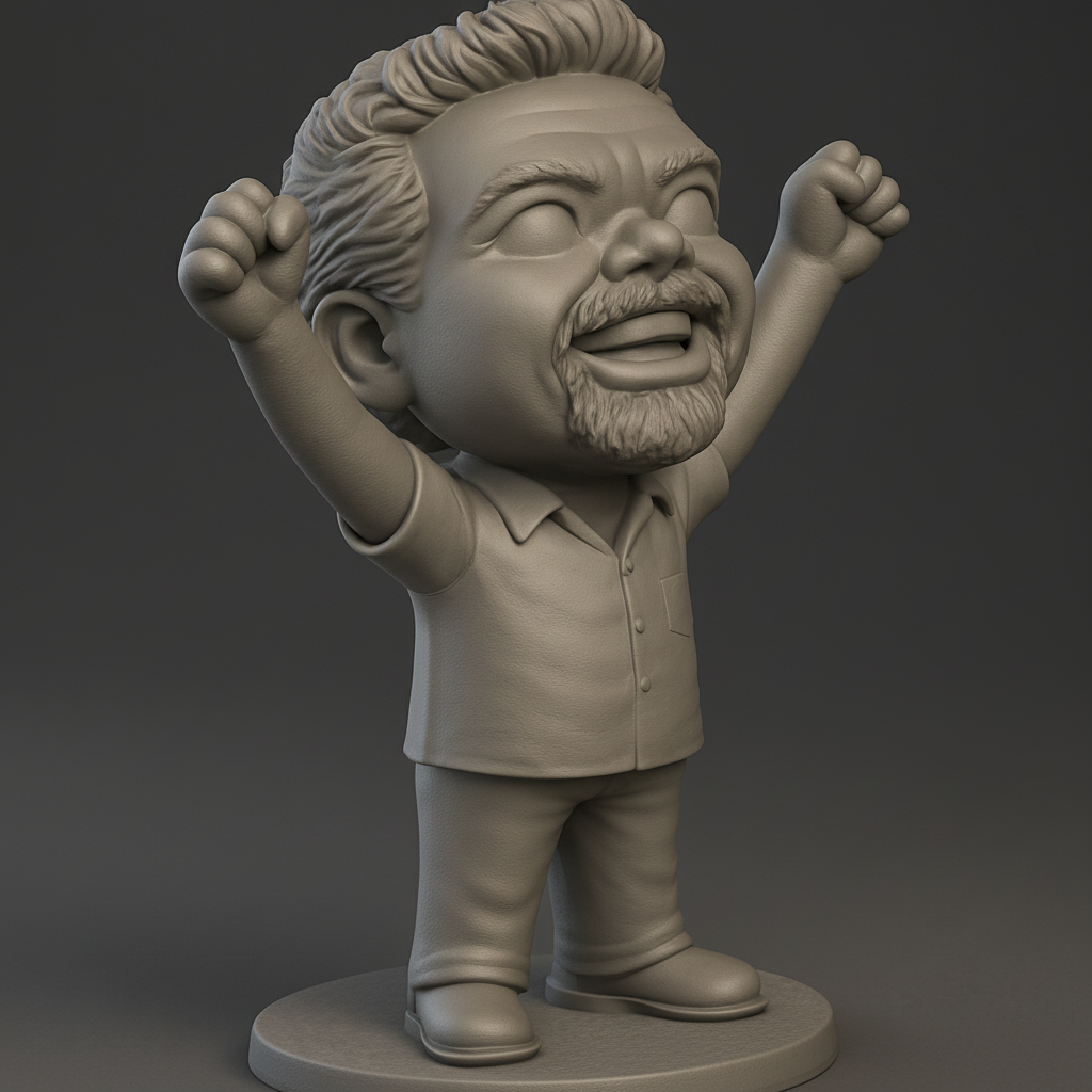 face to 3d model ai-3D portrait printing from photo_Celebrate Success: Joyful Victory Pose Figurine
