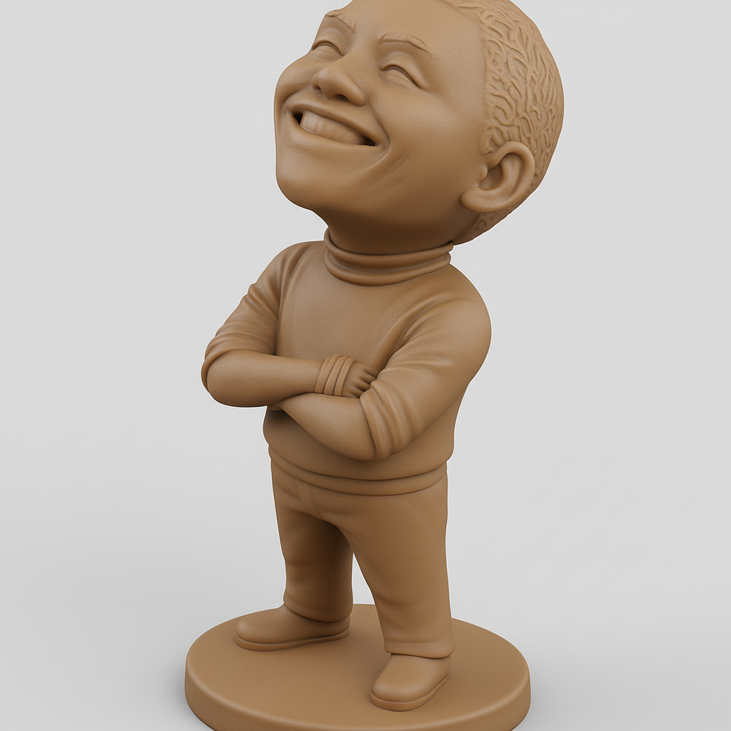 silhouette 3d printer maker-3d portrait printing_Uplifting Smile Figurine: Happy Boy 3D Print Model
