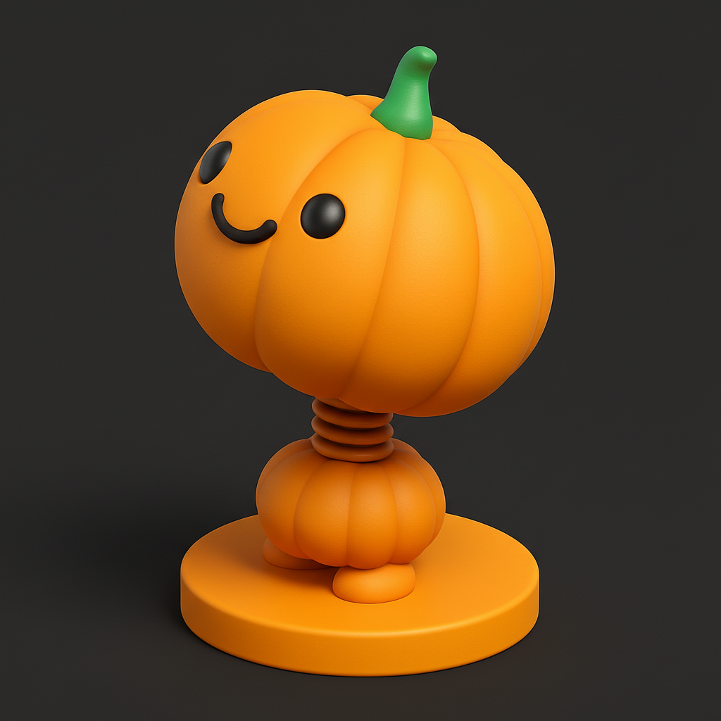 face anatomy 3d model-create 3d face model from photo_Happy Halloween Pumpkin Bobblehead - Fun Desk Decor