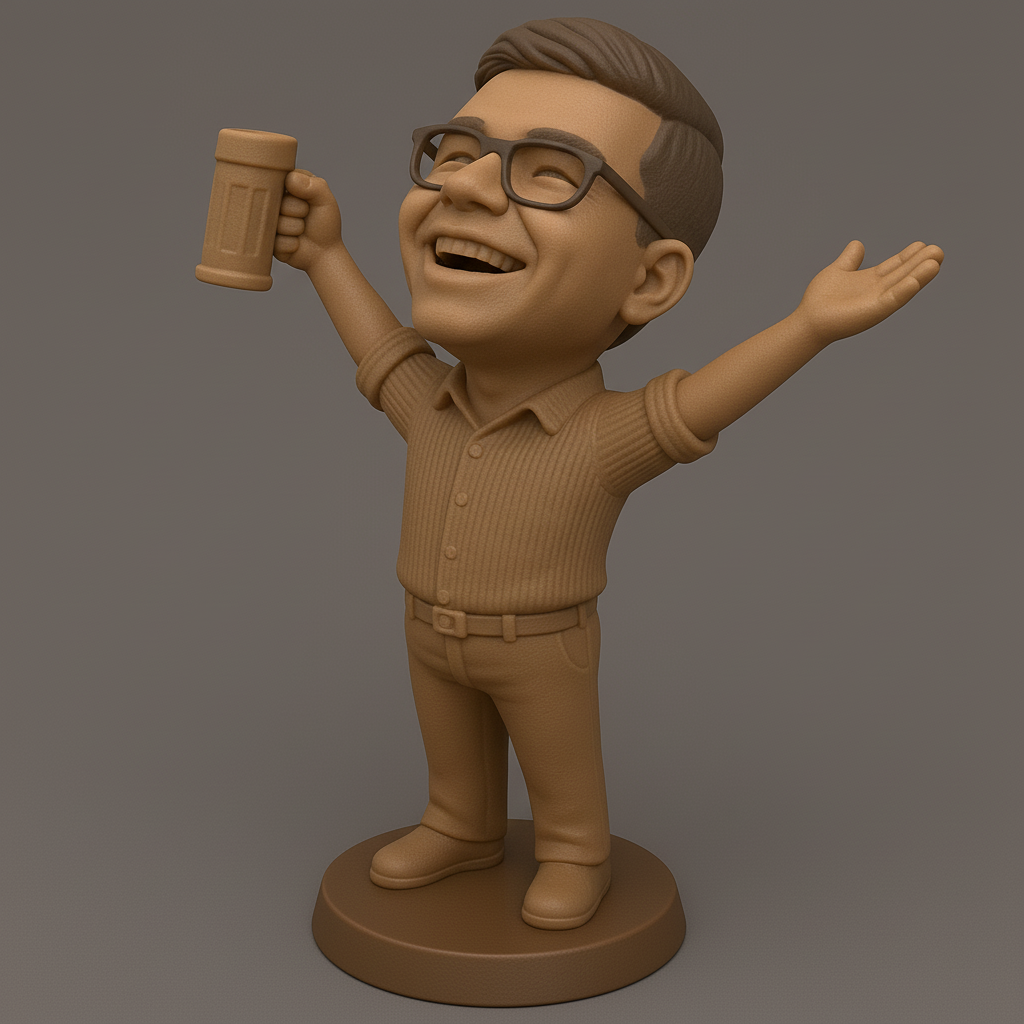 silhouette 3d printer maker-3d portrait printing_Joyful Cheers: Celebratory Figure Model
