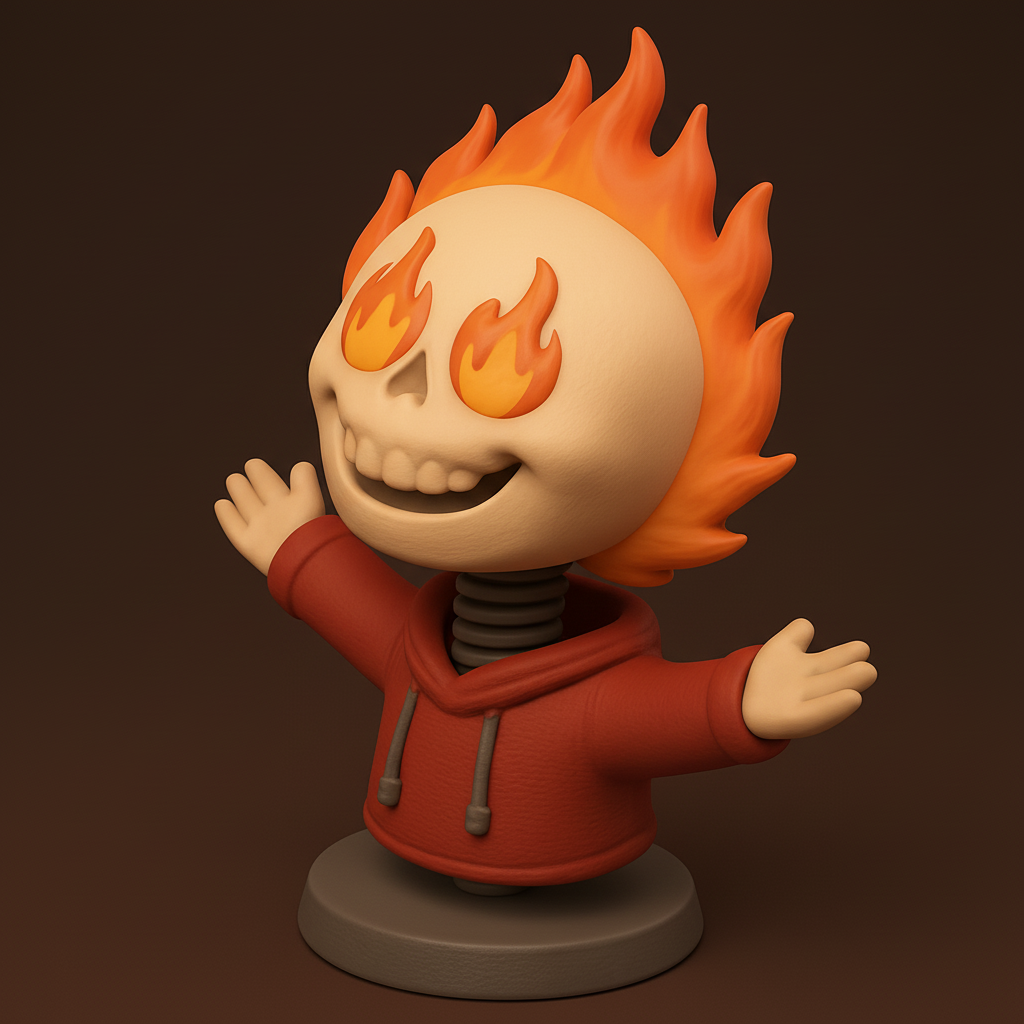 face anatomy 3d model-create 3d face model from photo_Fiery Skull Bobblehead: Ignite Your Desk with Fun!