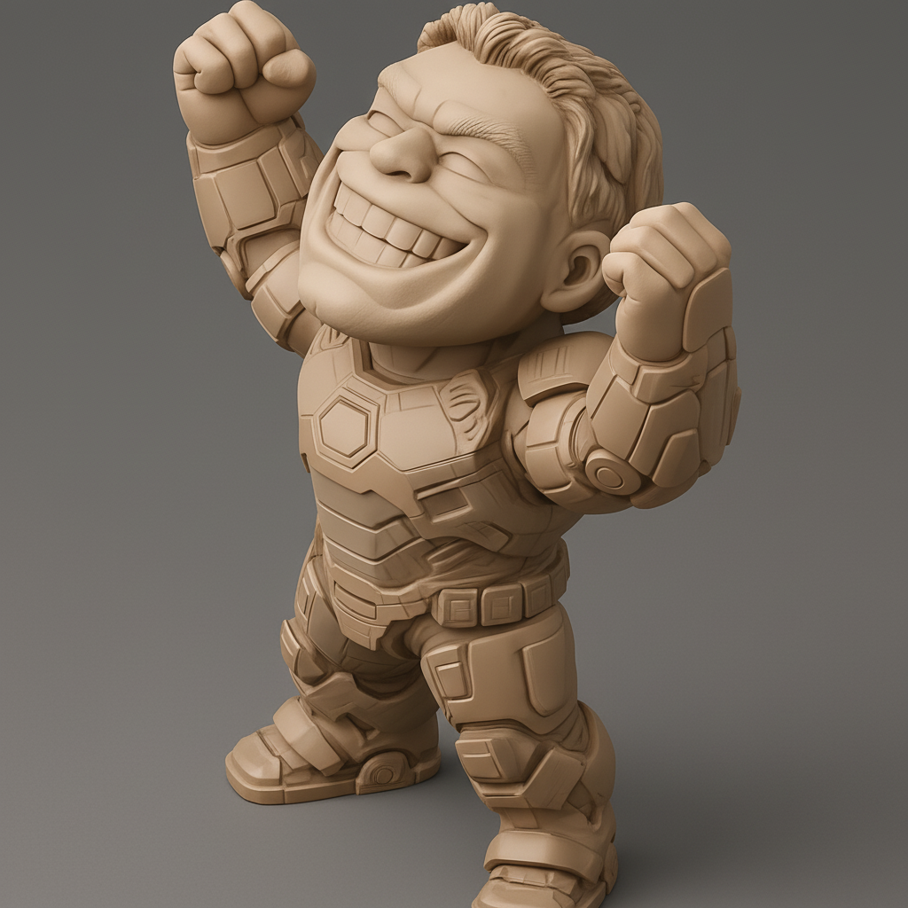 silhouette 3d printer maker-3d portrait printing_Heroic Pose 3D Figure for Printing