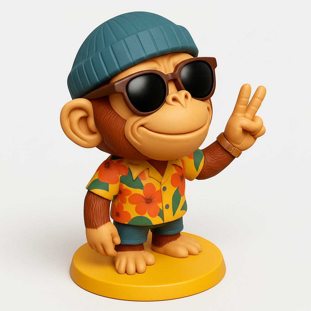 face anatomy 3d model-create 3d face model from photo_Peace-Loving Monkey Figurine: Print Your Own Fun!