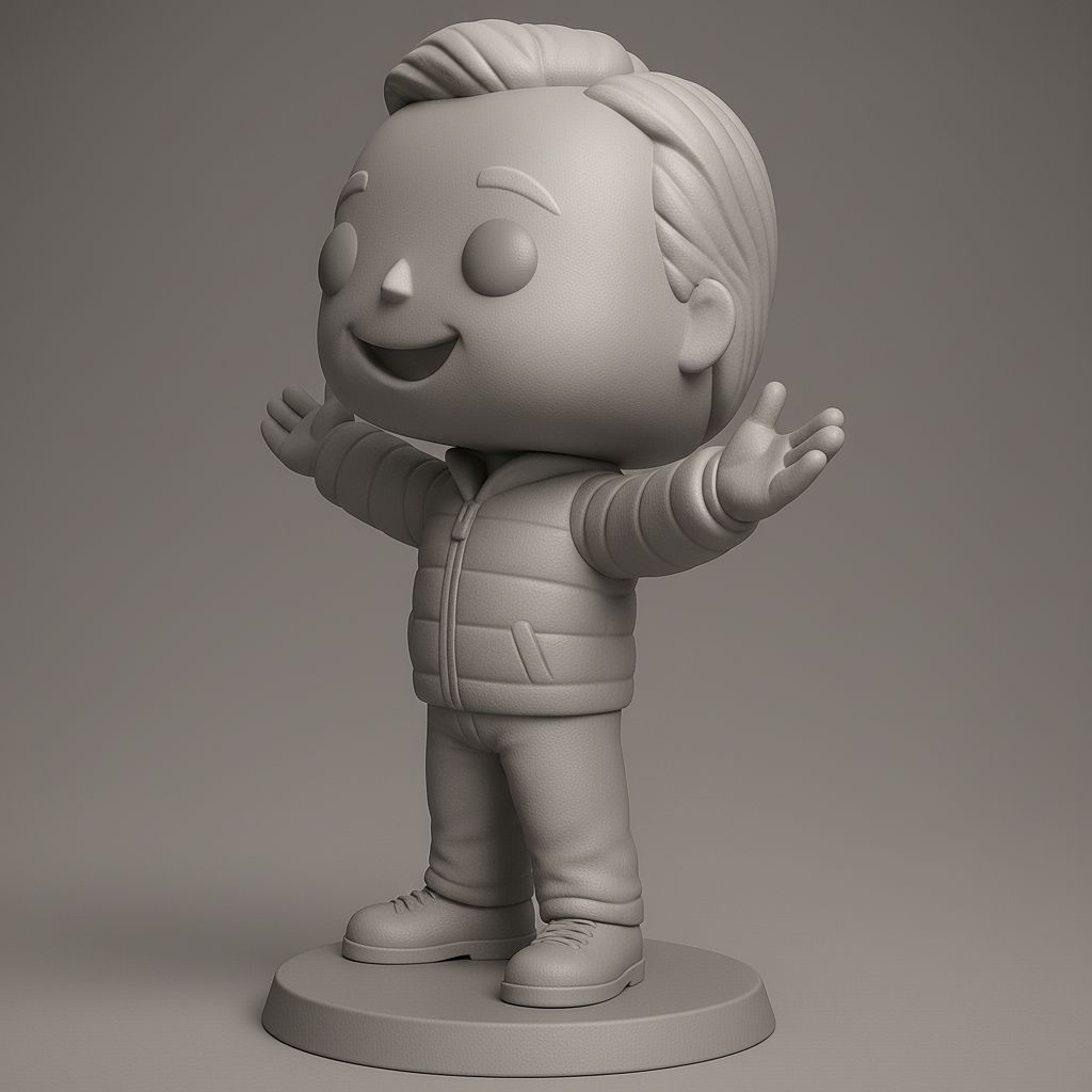 face to 3d model ai-3D portrait printing from photo_Charming Welcoming Pop-Style Figurine for Display