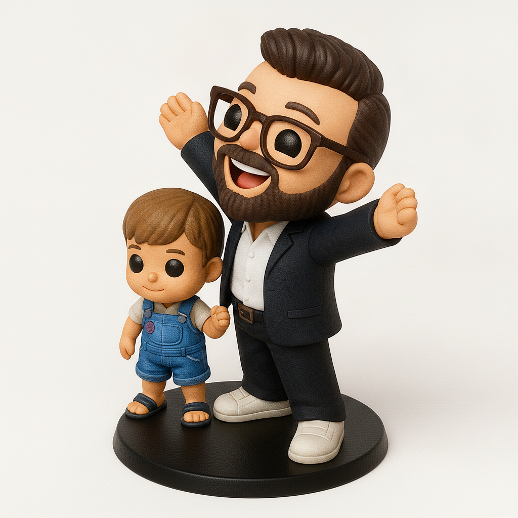 face to 3d model ai-3D portrait printing from photo_Joyful Father & Son Duo 3D Print - Celebrate Family!