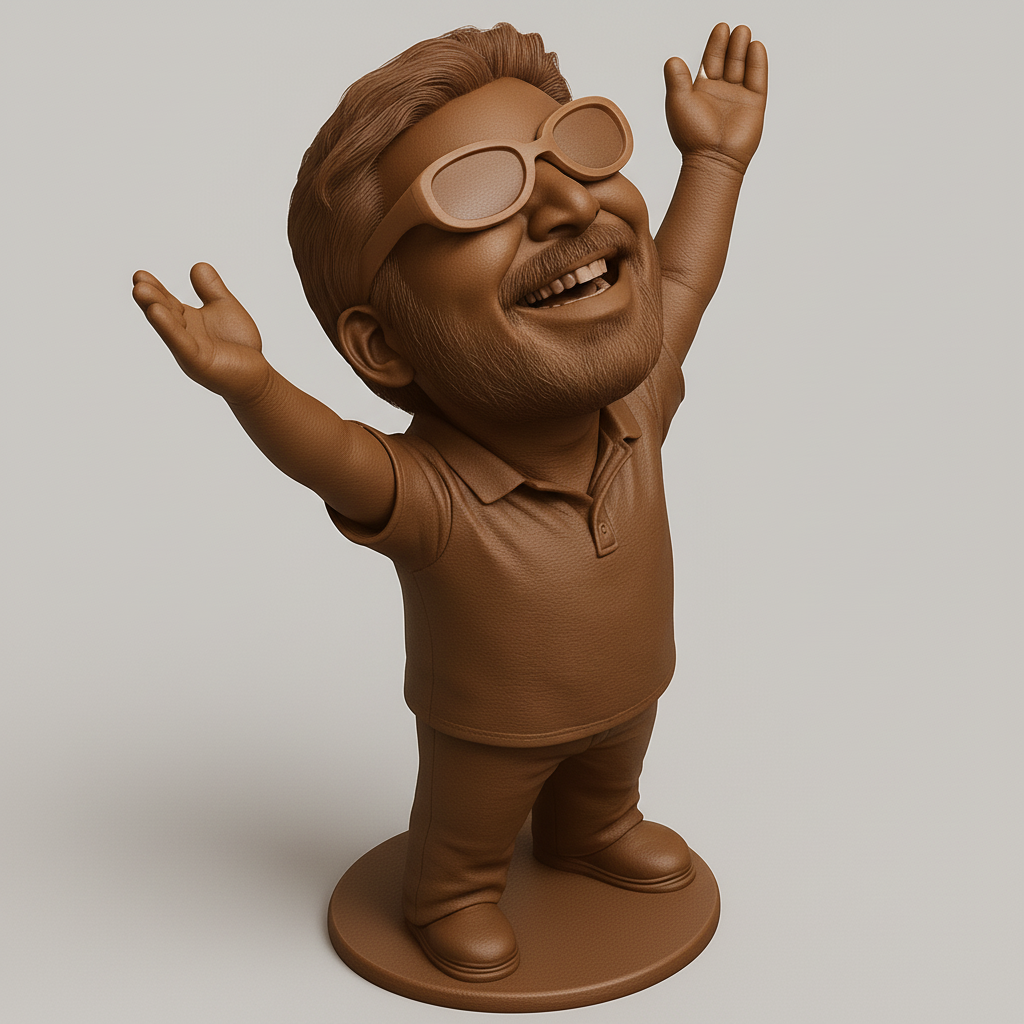 face to 3d model ai-3D portrait printing from photo_Uplifting Happy Man Caricature – Celebrate Success!