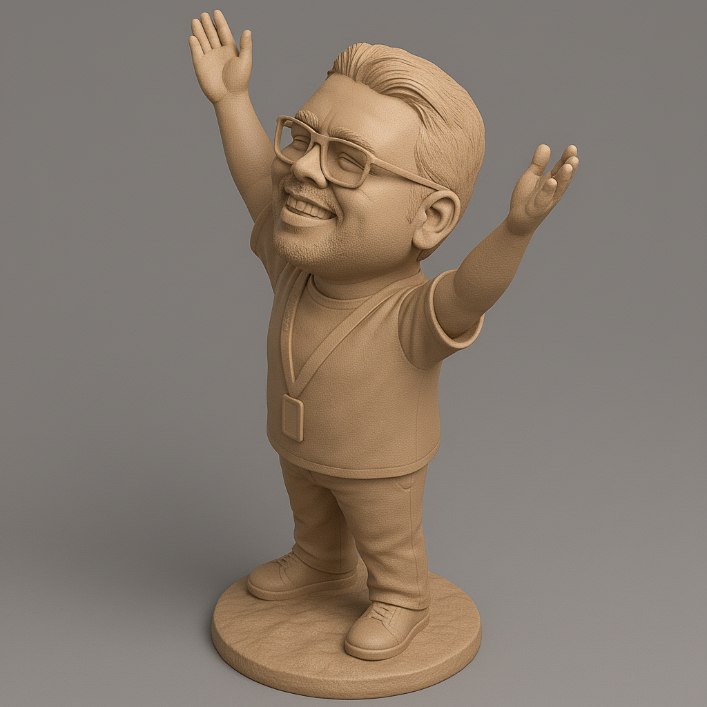 silhouette 3d printer maker-3d portrait printing_Joyful Champion Figurine for 3D Printing