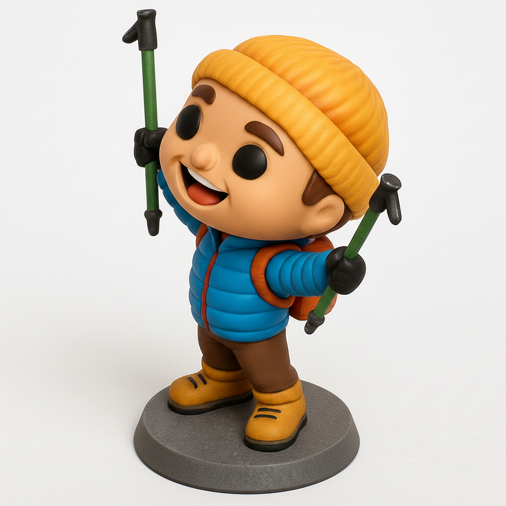 face anatomy 3d model-create 3d face model from photo_Happy Hiker Funko Style Figure - Adventure Awaits!