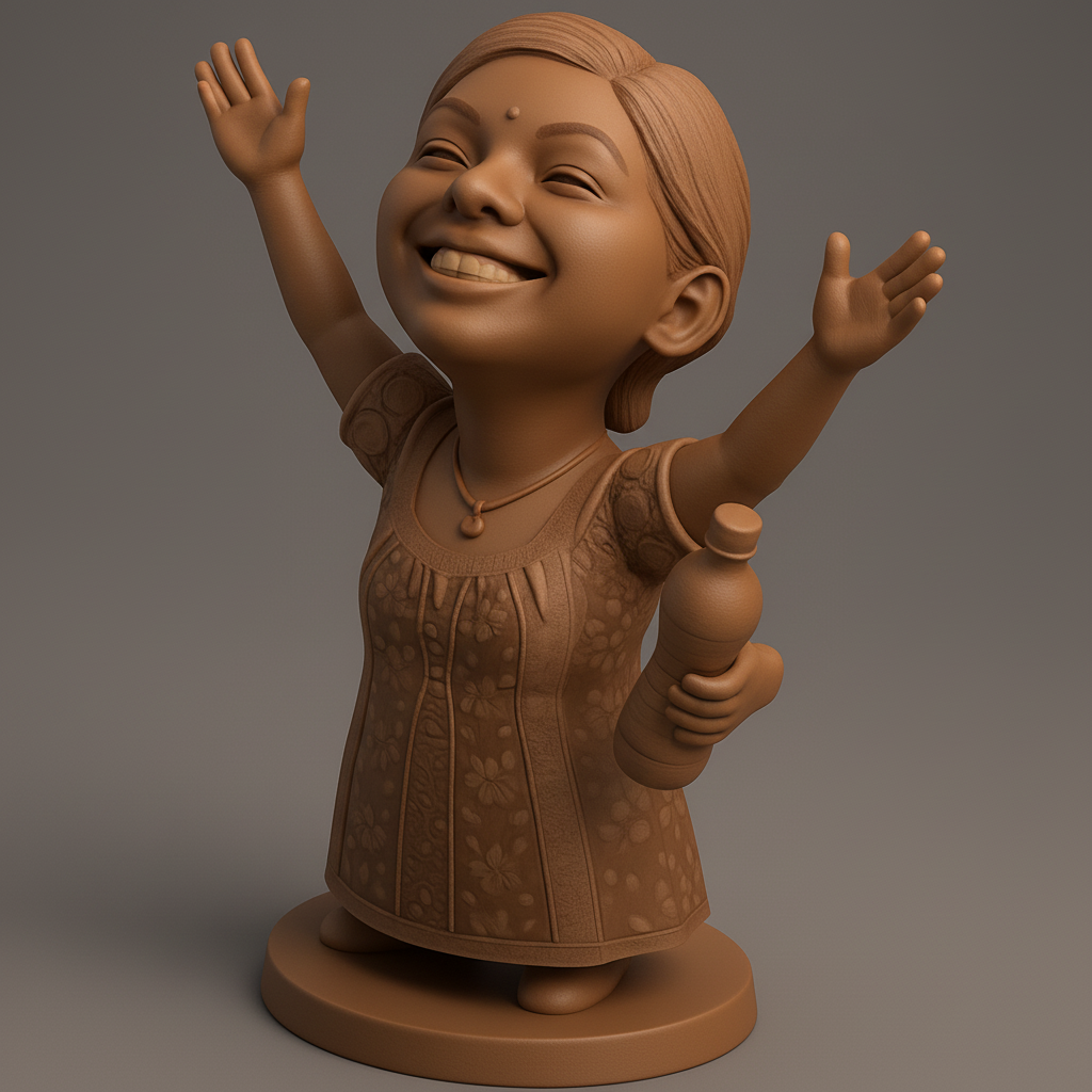 silhouette 3d printer maker-3d portrait printing_Joyful Child Figurine: Celebrate Pure Happiness!