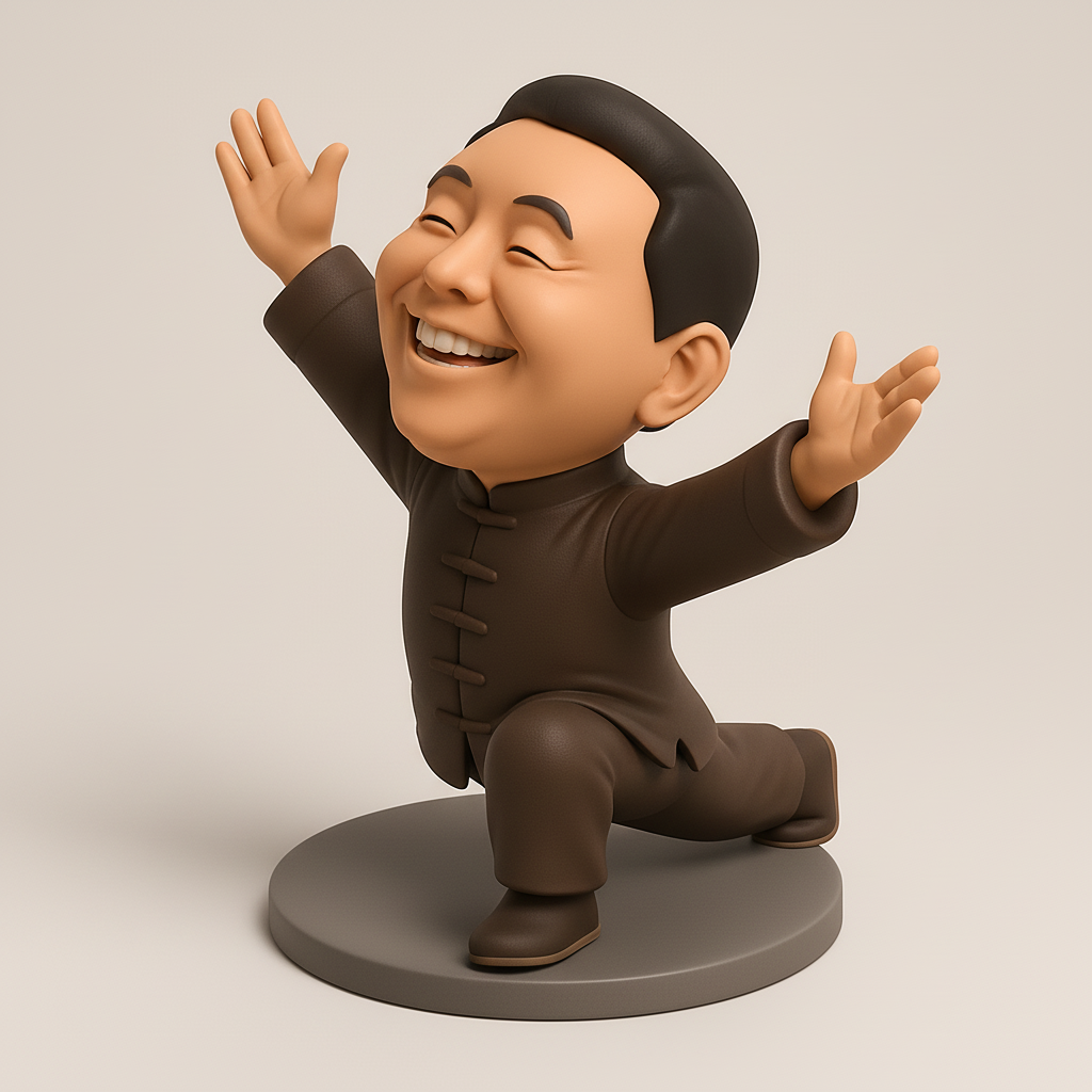 face to 3d model ai-3D portrait printing from photo_Joyful Tai Chi Master Figurine: Positive Energy