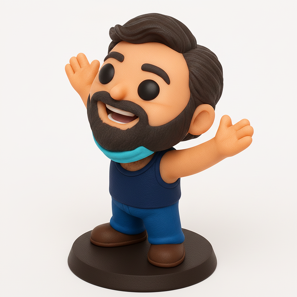 face anatomy 3d model-create 3d face model from photo_Excited Bearded Man Figurine - Desk Buddy & Gift
