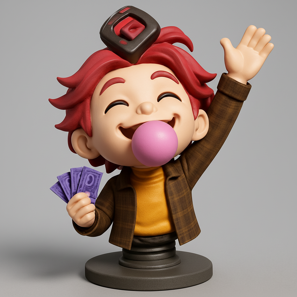 face to 3d model ai-3D portrait printing from photo_Bubblegum Joy Bobblehead: Lucky Charm Desk Pal