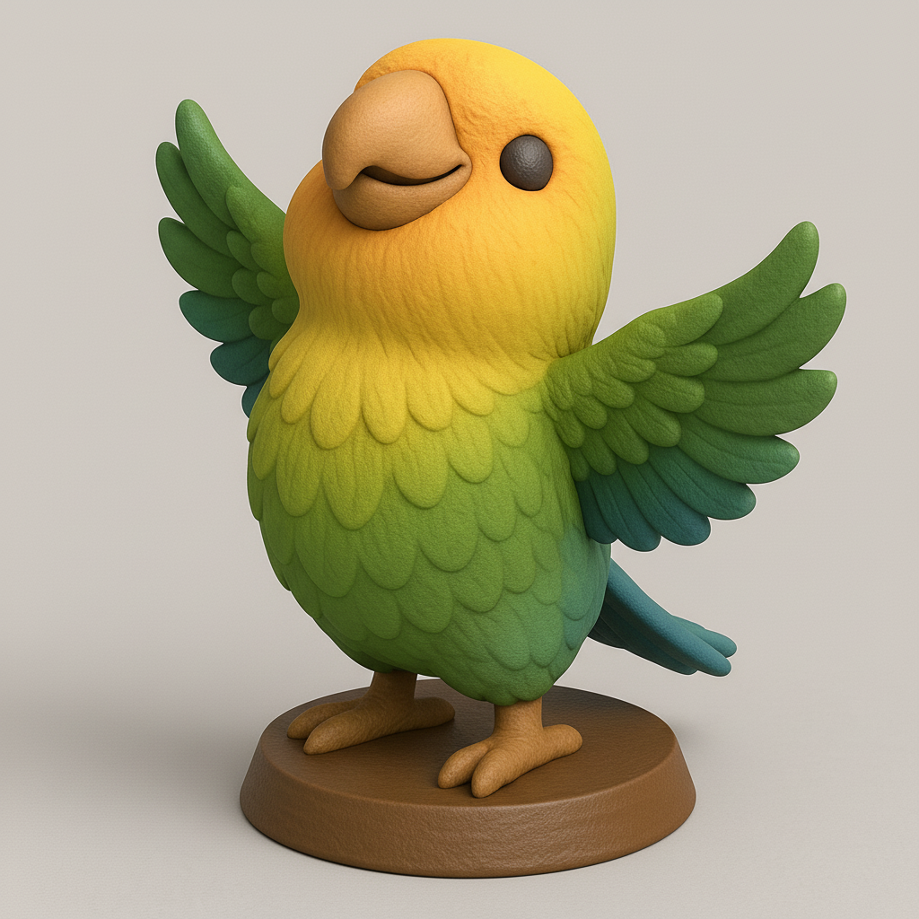 silhouette 3d printer maker-3d portrait printing_Charming Colorful Parrot Figurine