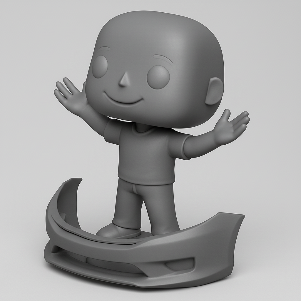 face to 3d model ai-3D portrait printing from photo_Custom Funko-Style Figure with Car Bumper Display