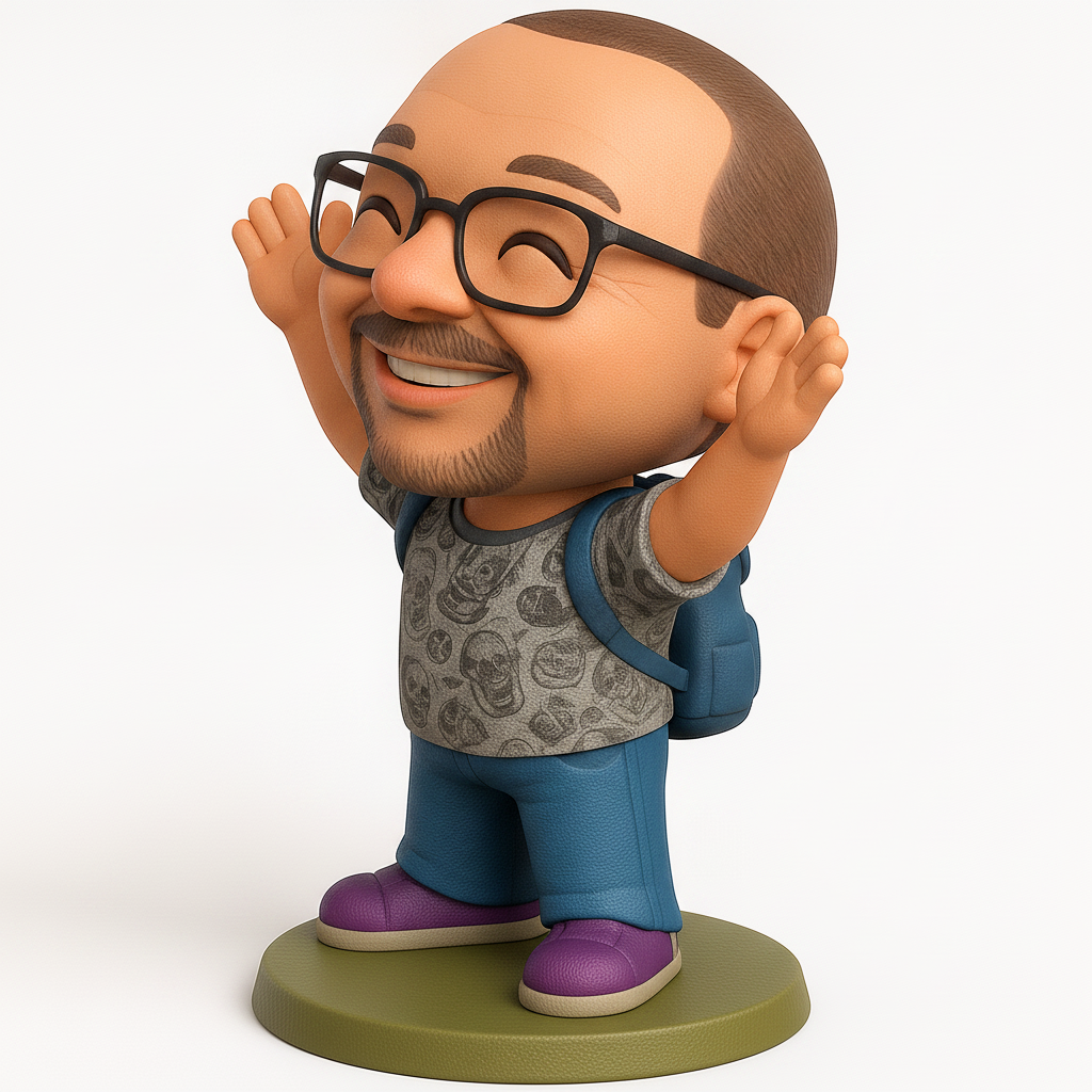 face to 3d model ai-3D portrait printing from photo_Happy Man Bobblehead Figurine | Desk Buddy & Gift