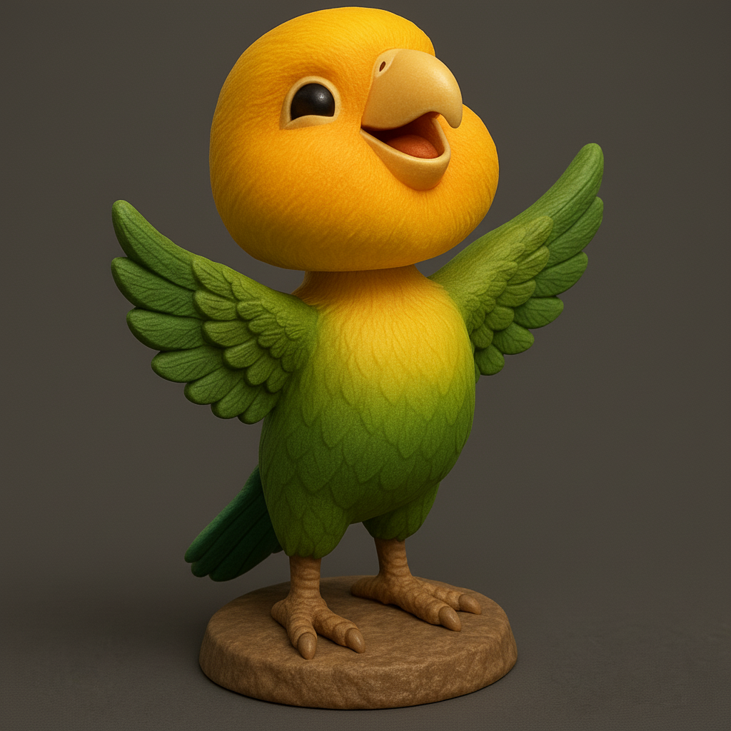silhouette 3d printer maker-3d portrait printing_Cheerful Cartoon Bird Figurine