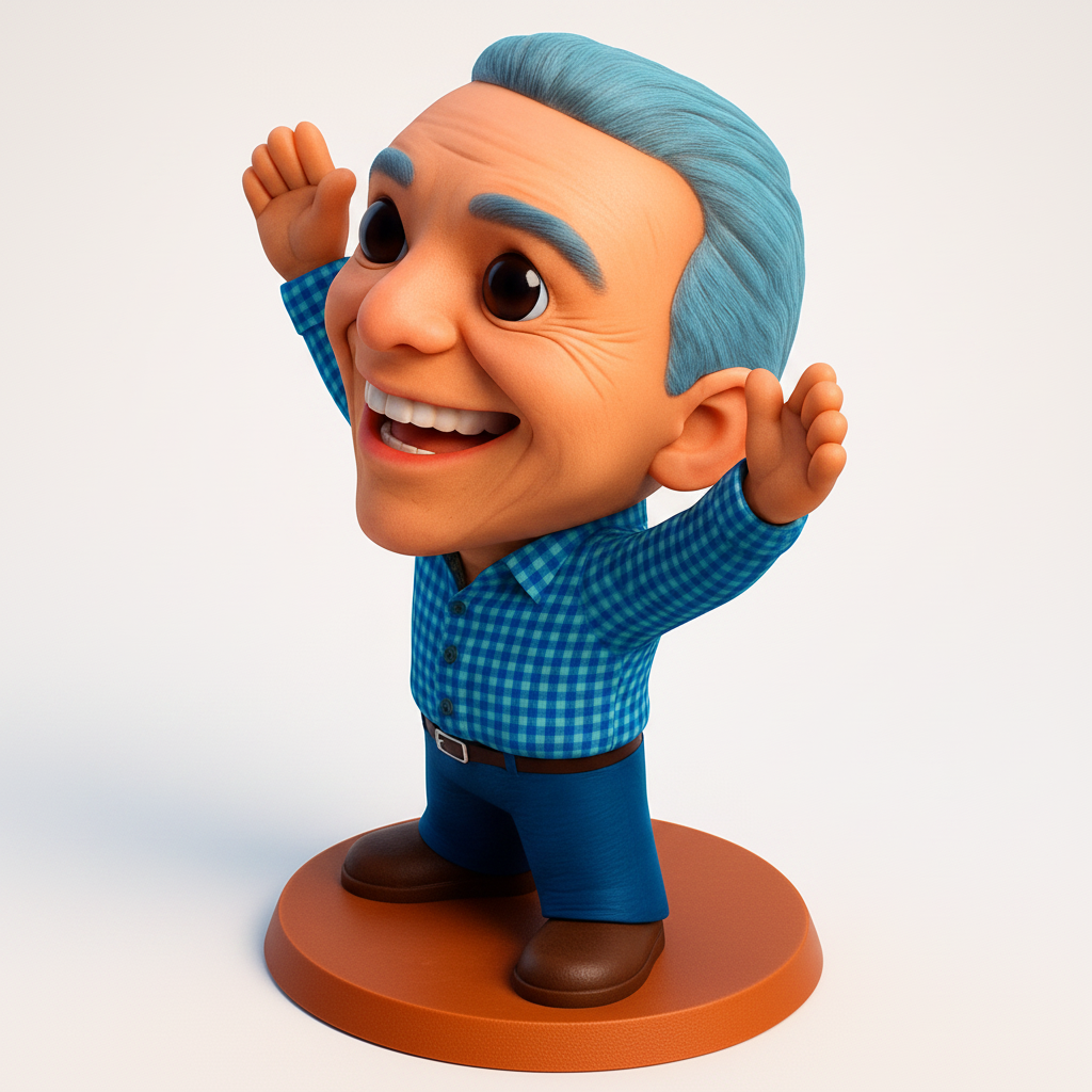 face anatomy 3d model-create 3d face model from photo_Smiling Bobblehead Desk Pal