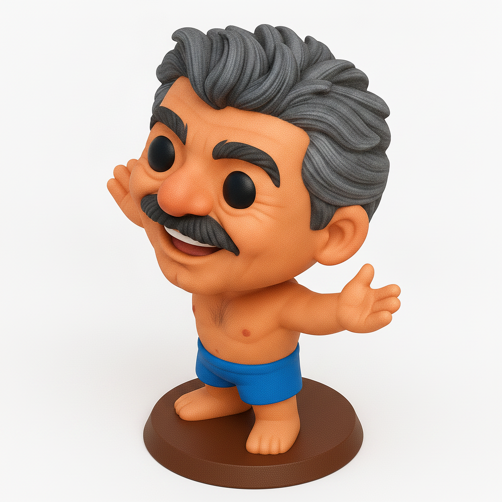face to 3d model ai-3D portrait printing from photo_Welcoming Mustache Man Funko Style Figurine
