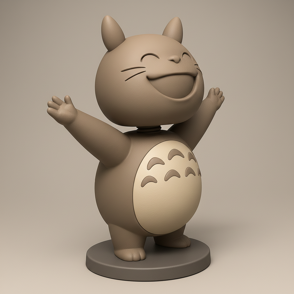 silhouette 3d printer maker-3d portrait printing_Joyful Totoro Figurine for 3D Printing