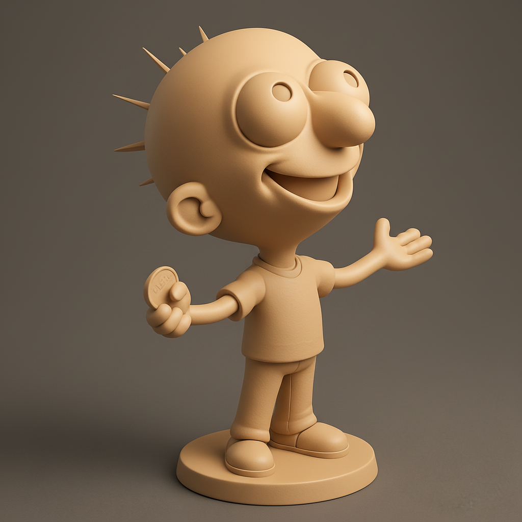 silhouette 3d printer maker-3d portrait printing_Cheerful Cartoon Character Figurine