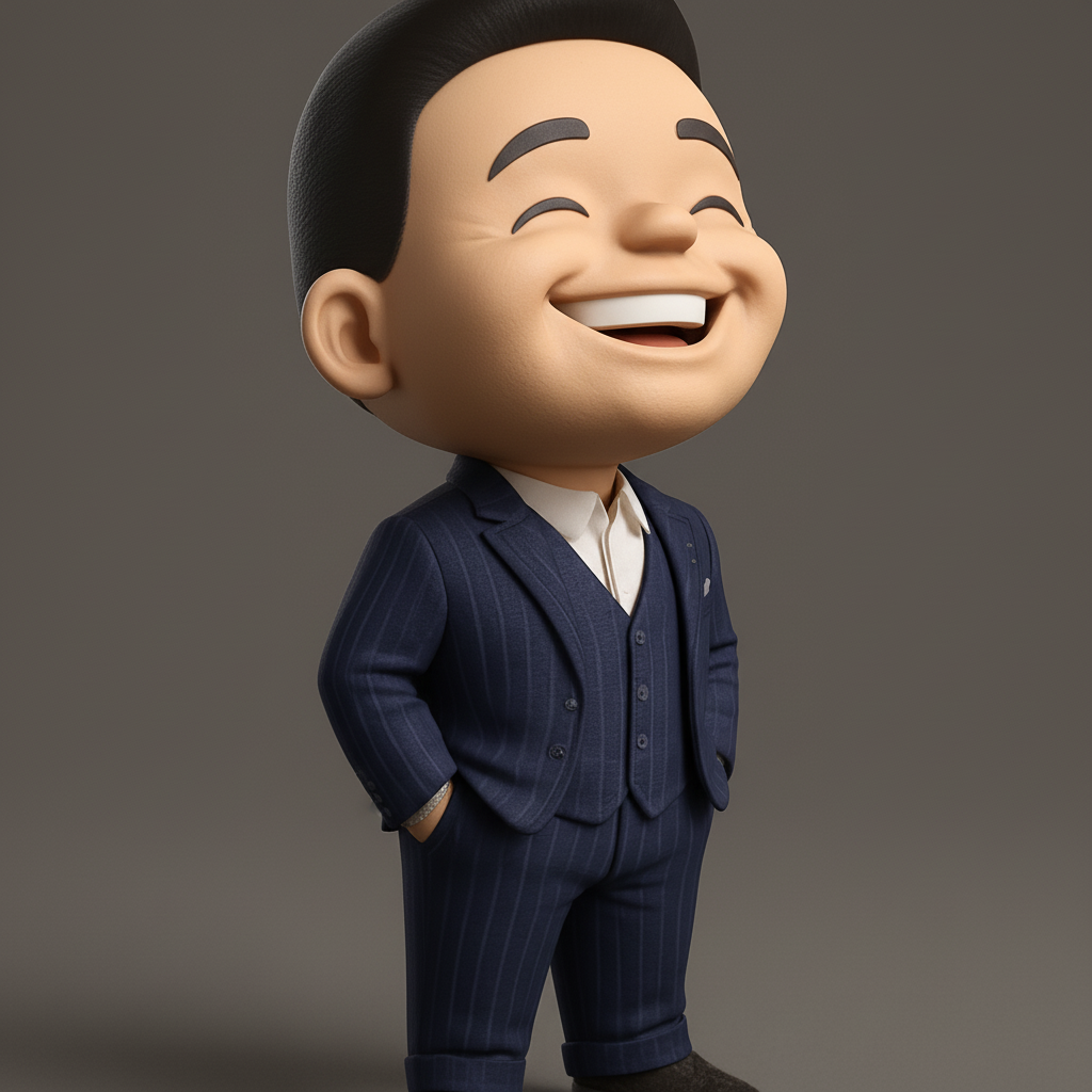 face to 3d model ai-3D portrait printing from photo_Happy Businessman Bobblehead - Office Decor & Gift