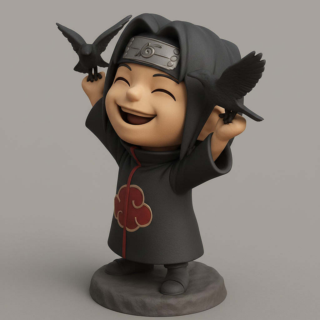 face anatomy 3d model-create 3d face model from photo_Joyful Chibi Itachi & Crows: Naruto Fan Art 3D Print