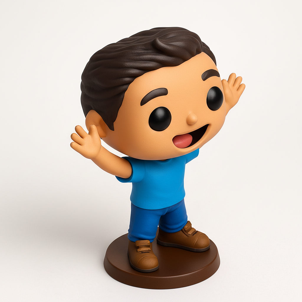 face to 3d model ai-3D portrait printing from photo_Smiling Waving Chibi Figure - Fun Desk Companion