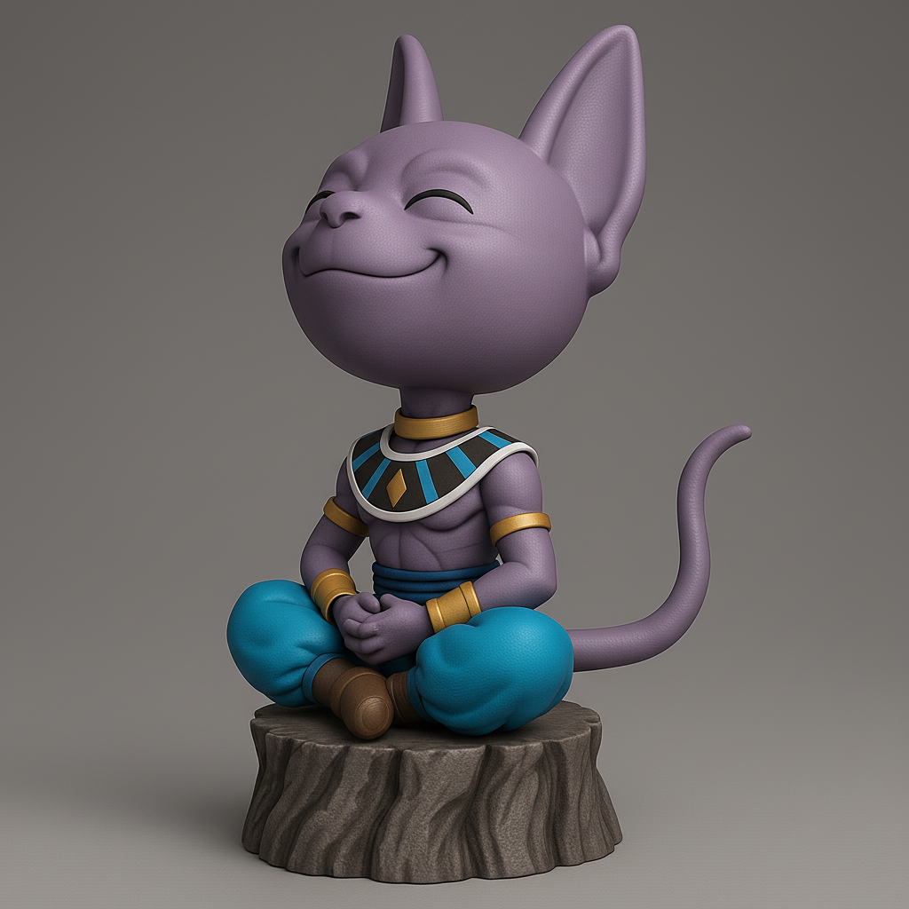 silhouette 3d printer maker-3d portrait printing_Charming Cat God Figurine for Collectors