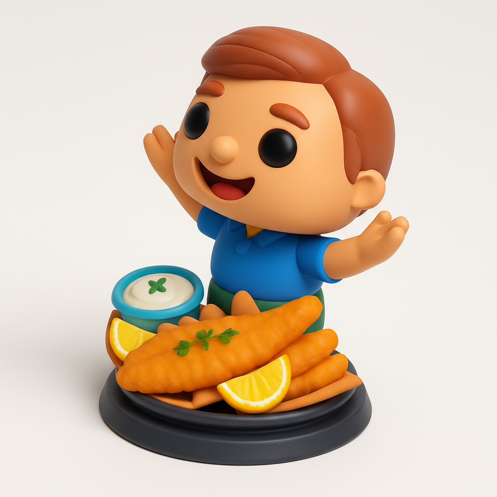 face to 3d model ai-3D portrait printing from photo_Happy Fish & Chips Pal Figurine -