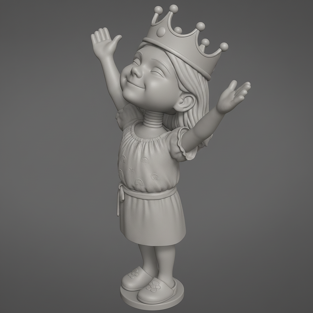 silhouette 3d printer maker-3d portrait printing_Joyful Princess Figurine for 3D Printing