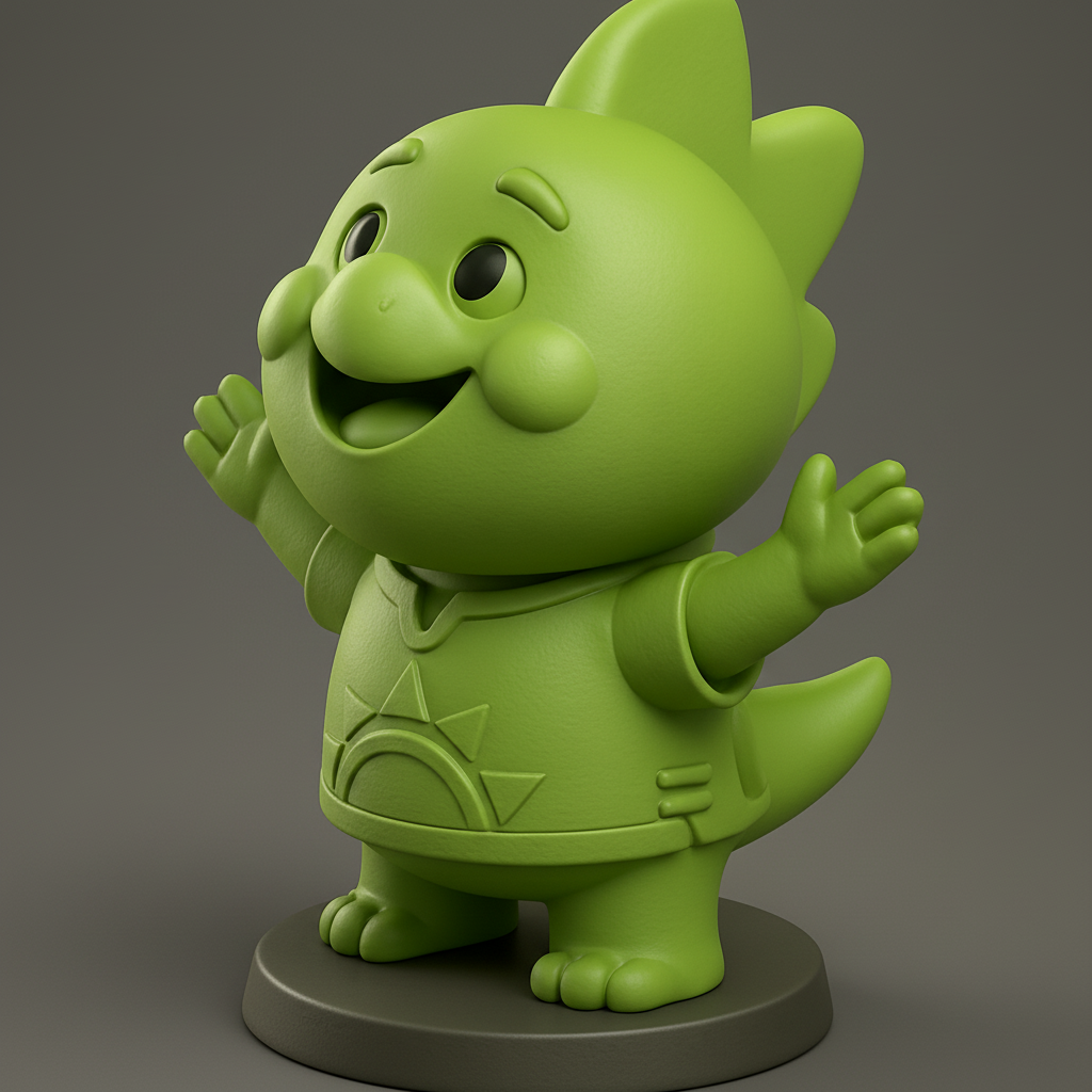 face anatomy 3d model-create 3d face model from photo_Joyful Green Character Figurine - Fun & Easy 3D Print!