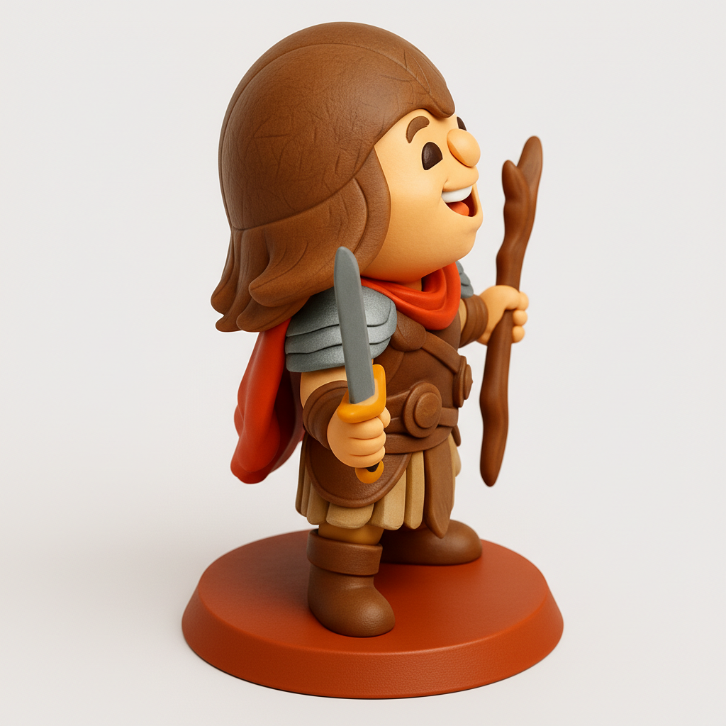 face anatomy 3d model-create 3d face model from photo_Bring Adventure Home: Happy Chibi Warrior Figurine