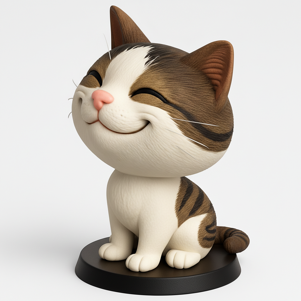 face to 3d model ai-3D portrait printing from photo_Spread Joy with This Cute Smiling Cat Figurine!