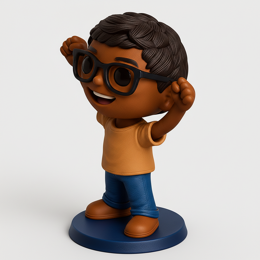 face to 3d model ai-3D portrait printing from photo_Joyful Victory Kid Figurine: Celebrate Success!