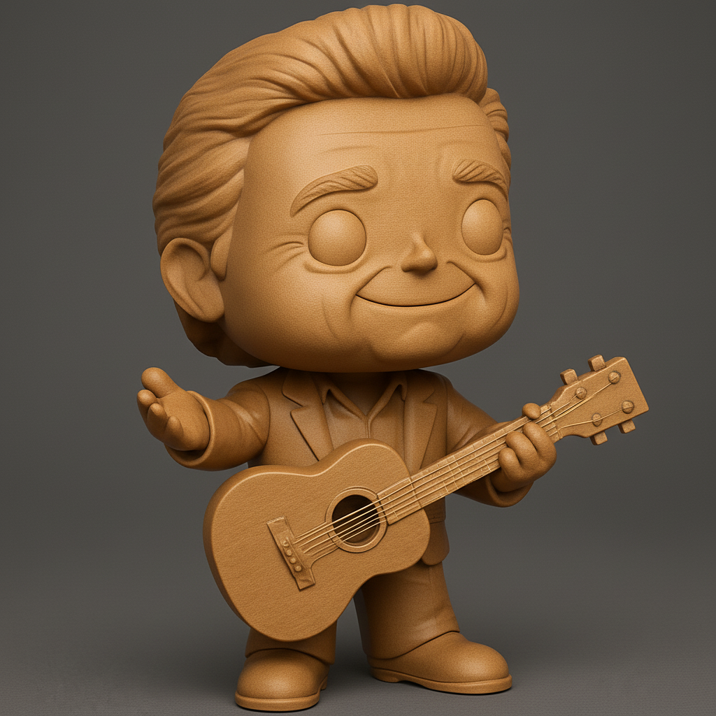 face to 3d model ai-3D portrait printing from photo_Johnny Cash Funko Style Figure 3D Print