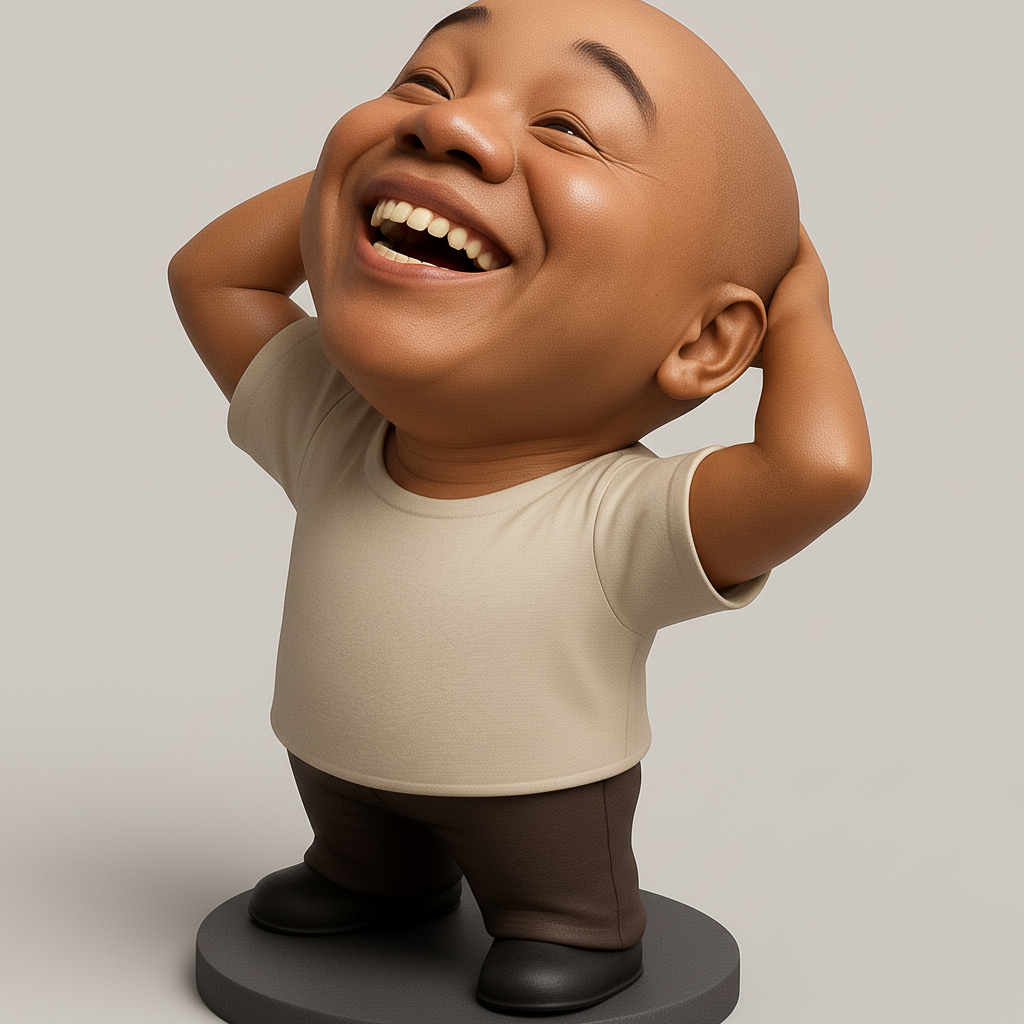silhouette 3d printer maker-3d portrait printing_Joyful Laughing Character Figurine