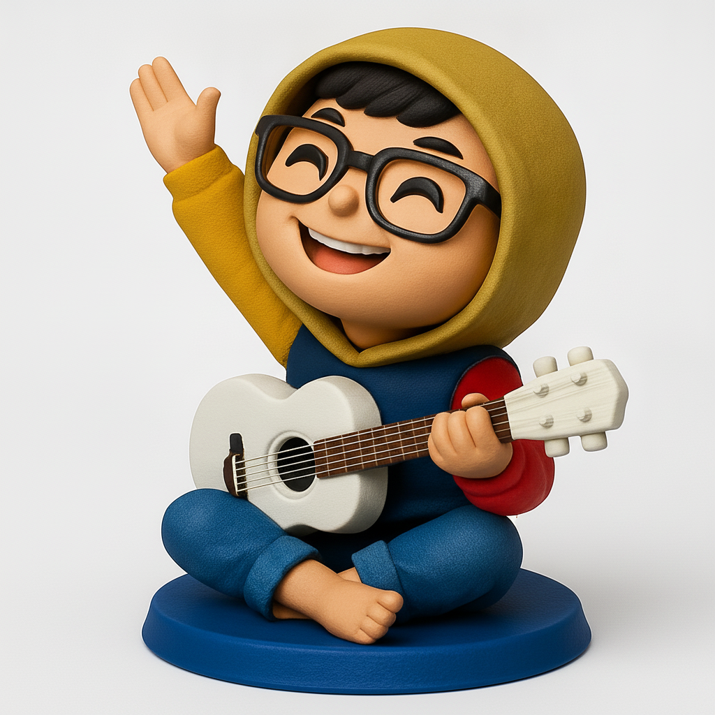 face anatomy 3d model-create 3d face model from photo_Cheerful Ukulele Boy: Print Happiness Today!