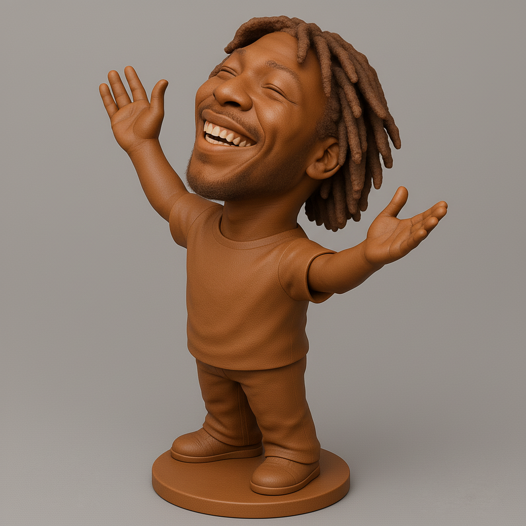 silhouette 3d printer maker-3d portrait printing_Joyful 3D Figurine with Outstretched Arms
