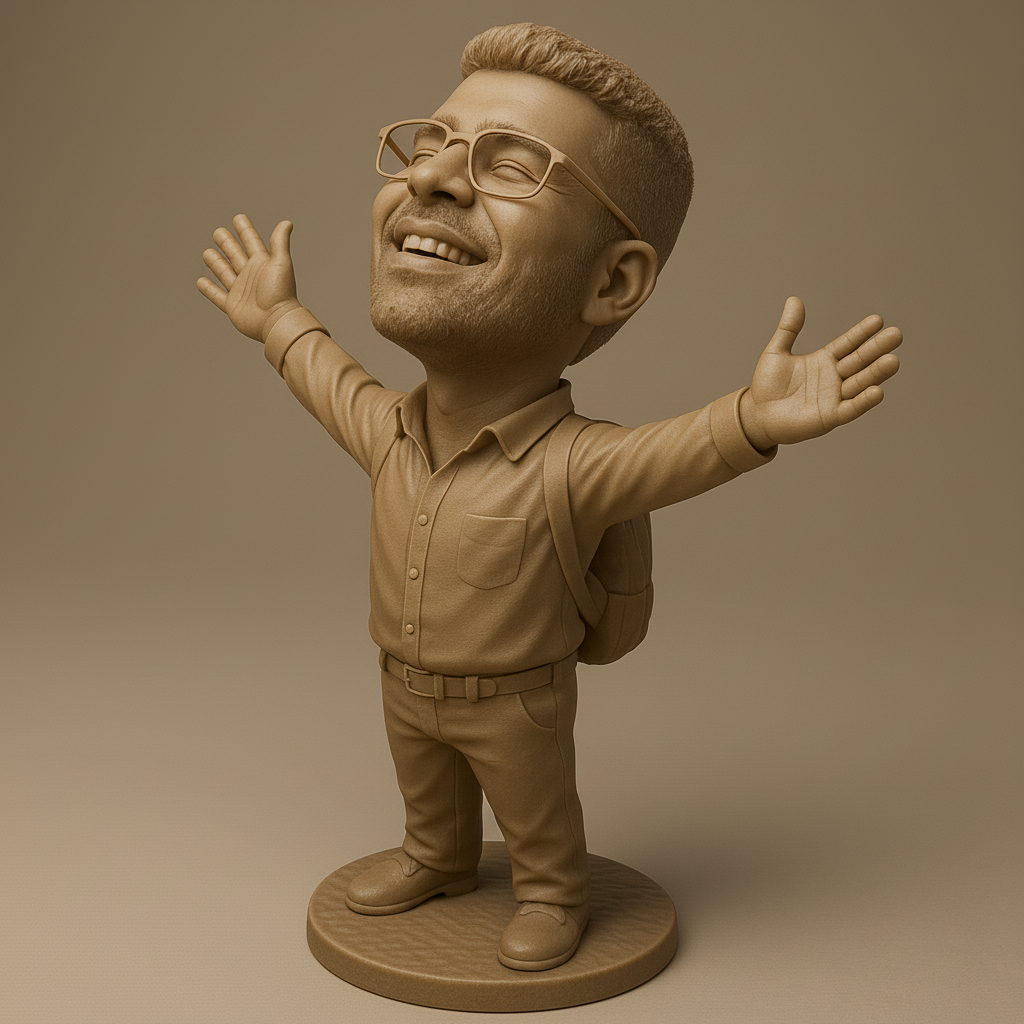 silhouette 3d printer maker-3d portrait printing_Joyful Figure with Outstretched Arms