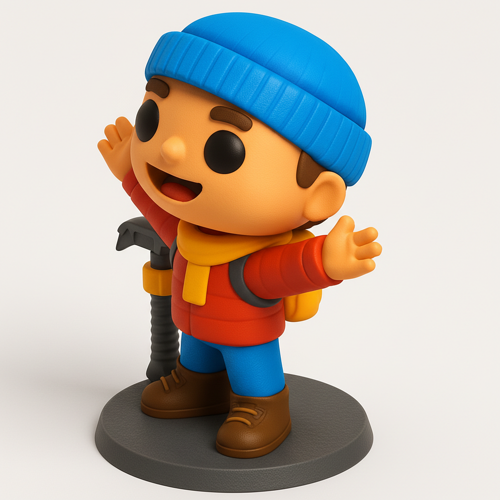 face anatomy 3d model-create 3d face model from photo_Joyful Winter Hiker Figure with Ice Axe