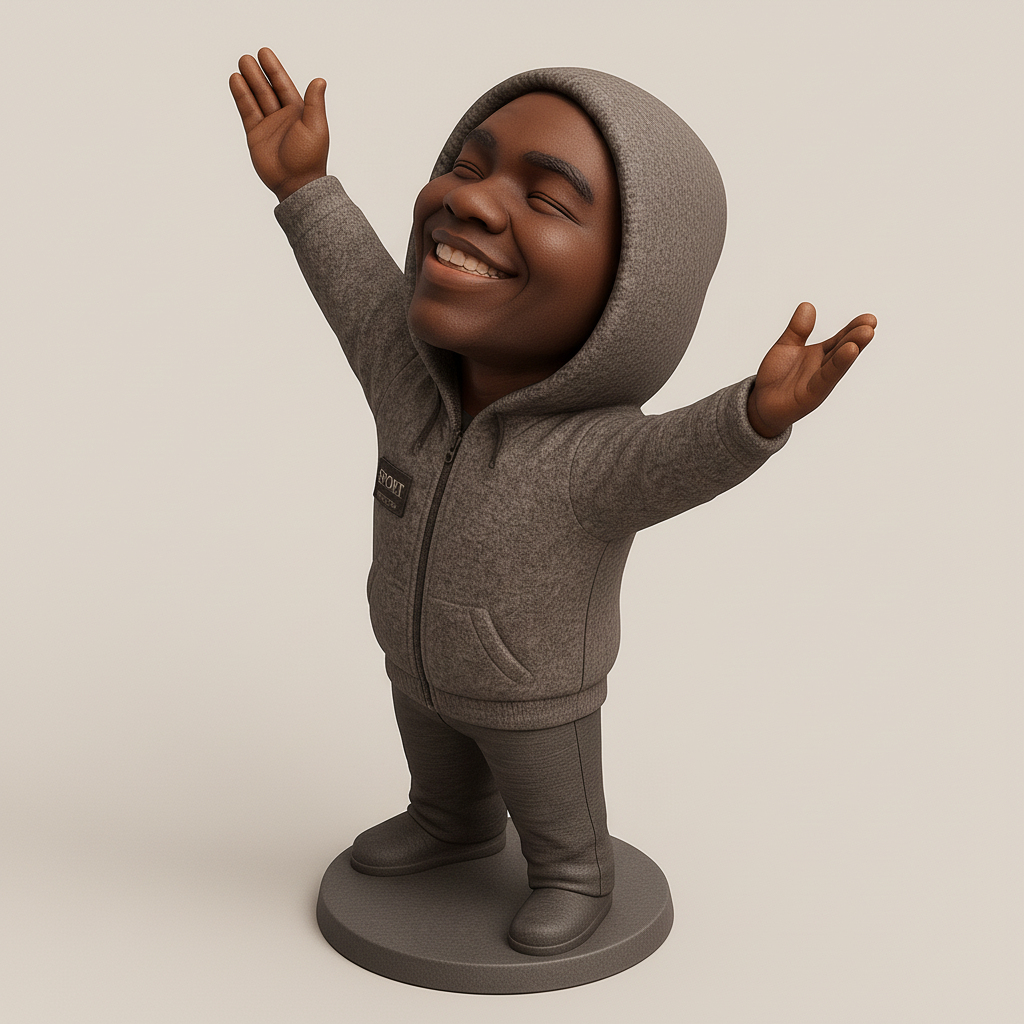 silhouette 3d printer maker-3d portrait printing_Joyful Hoodie Figure for 3D Printing