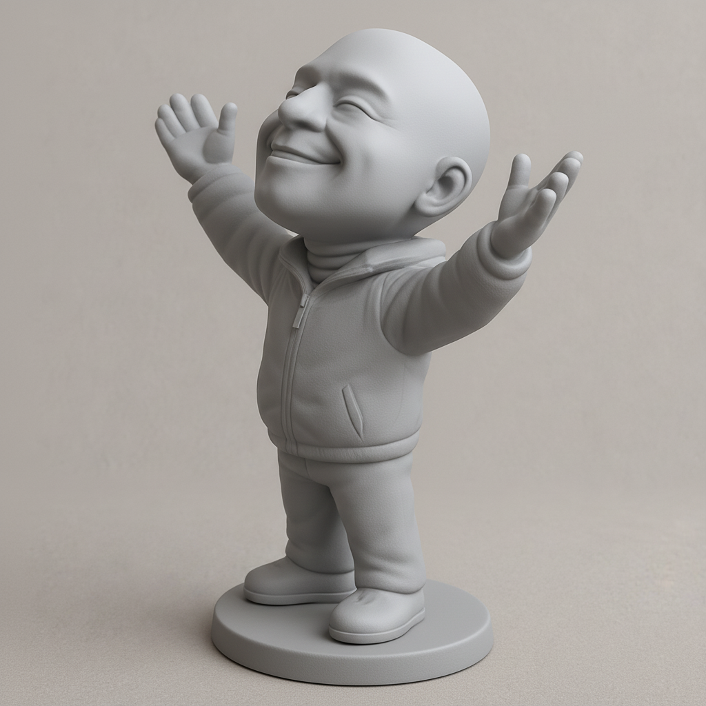 face to 3d model ai-3D portrait printing from photo_Joyful Embrace: Open Arms Happiness Figurine