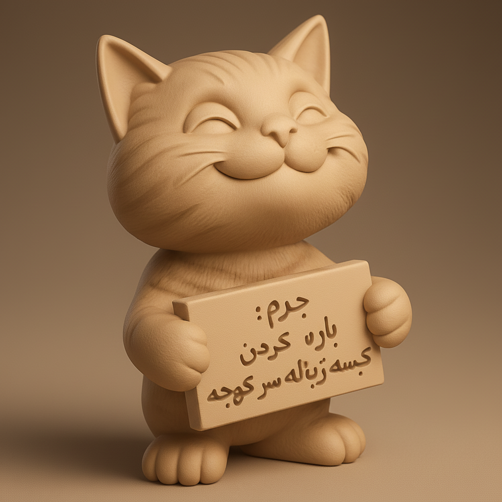 face to 3d model ai-3D portrait printing from photo_Mischievous Cat with Confession Sign - Humorous Decor