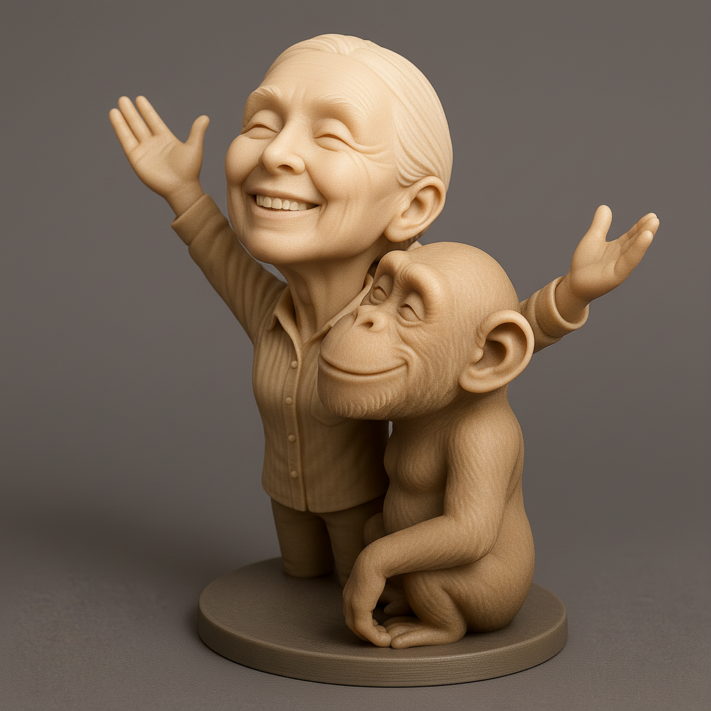 face anatomy 3d model-create 3d face model from photo_Joyful Duo: Human & Monkey Figurine