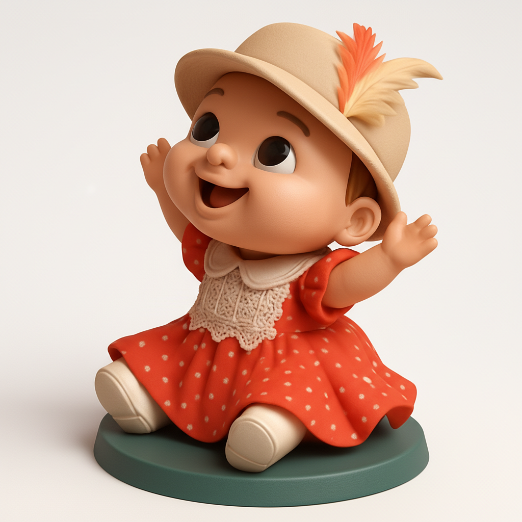 face anatomy 3d model-create 3d face model from photo_Joyful Bavarian Baby Figurine - Whimsical Decor