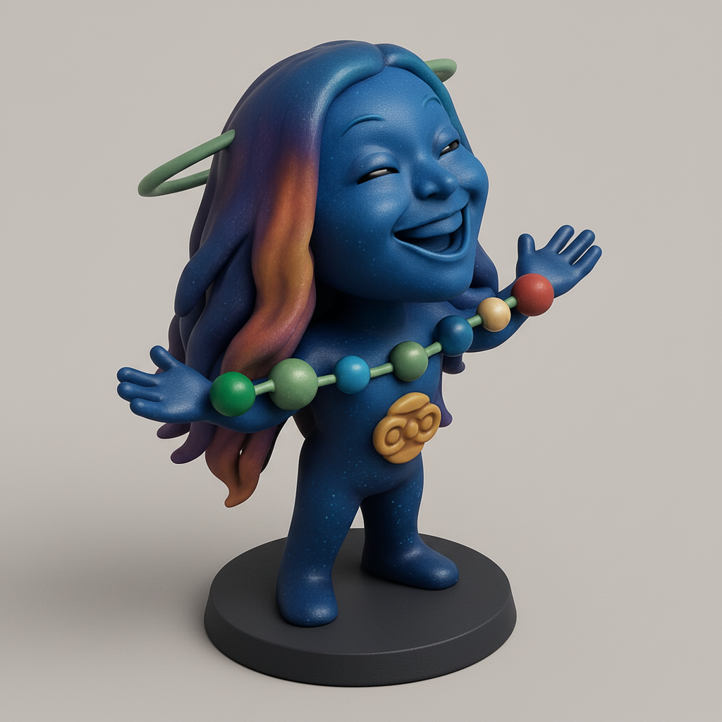 silhouette 3d printer maker-3d portrait printing_Celestial Joy Figure: Cosmic Hugs & Rainbow Hair