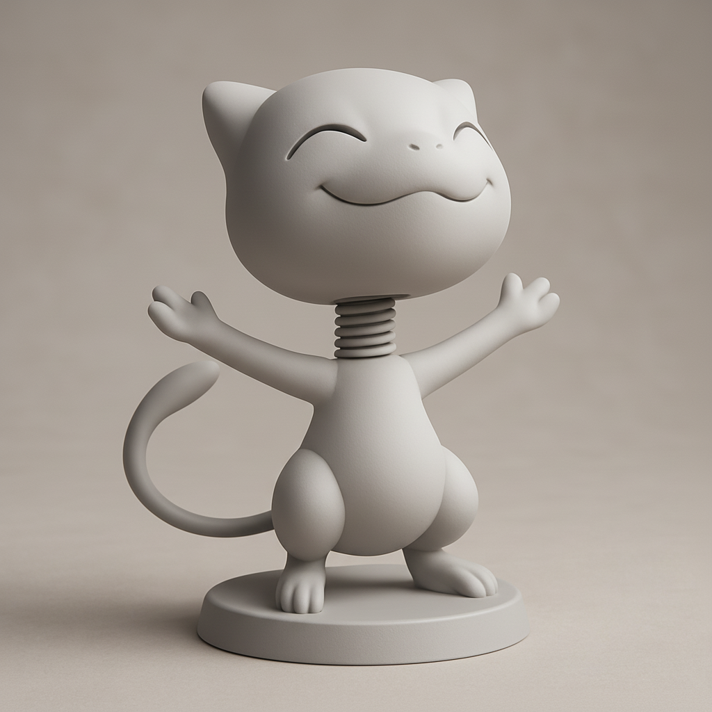 silhouette 3d printer maker-3d portrait printing_Joyful Cat Figure for 3D Printing
